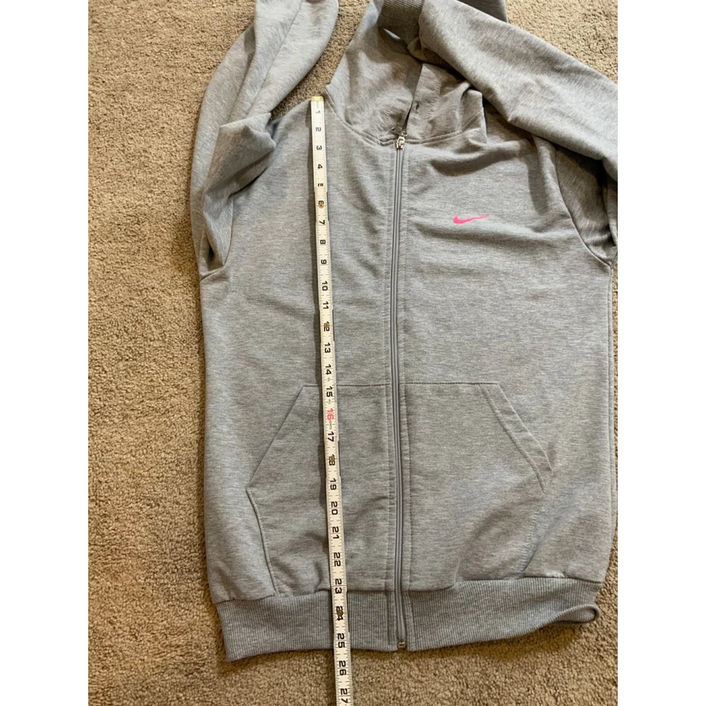 Nike Women's Gray Full Zip Hoodie Size 16 Yas Hot Pink Embroidered Logo Athletic